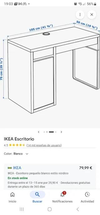 Escritorio Ikea Blanco y Madera