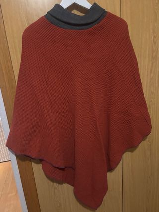 Poncho Talla Única Rojo y Gris