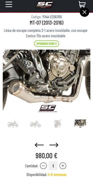 Escape SC-PROJECT Conic 70’s YAMAHA XSR700/MT07