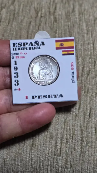1 Peseta Plata 1933 República Española