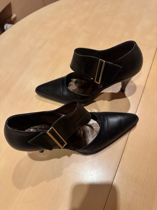 Botines de piel negros tacón plataforma