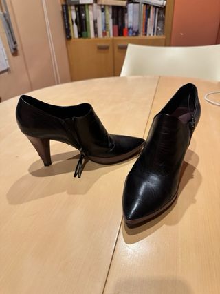 Botines de piel negros tacón plataforma