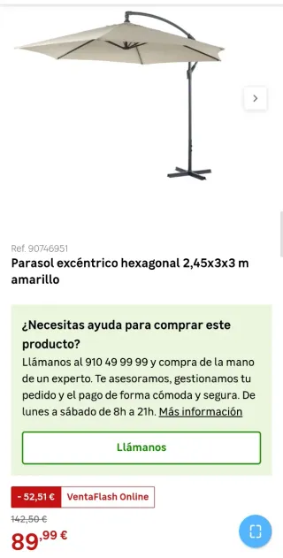 Parasol sombrilla hexagonal + pies de hormigón