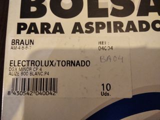 Bolsas aspiradora Tornado y electrolux y otras