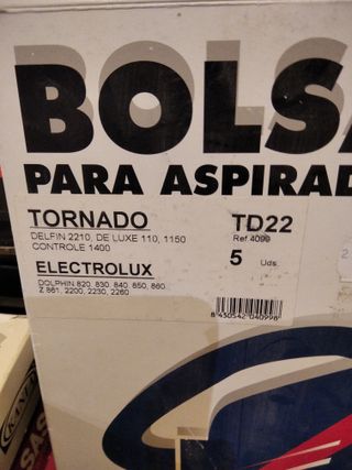 Bolsas aspiradora Tornado y electrolux y otras
