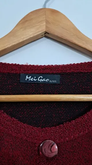 Jersey Cárdigan rojo flores