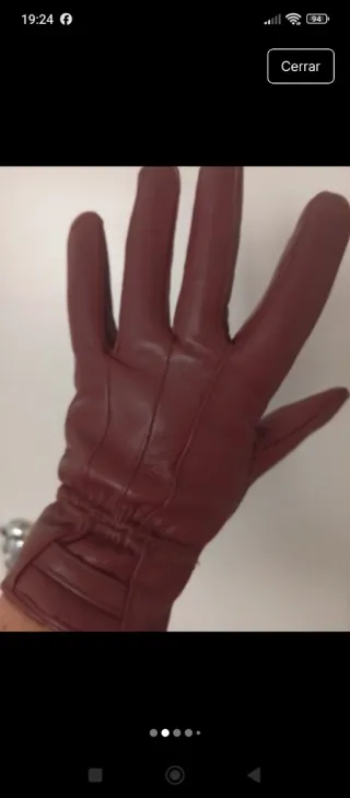 Guantes de piel color burdeos