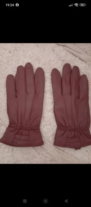 Guantes de piel color burdeos