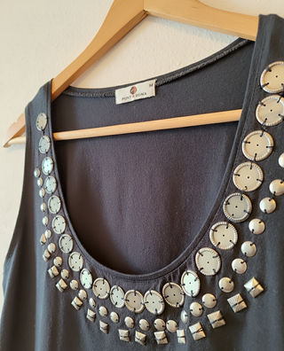 Top Punt Roma negro con abalorios Talla M