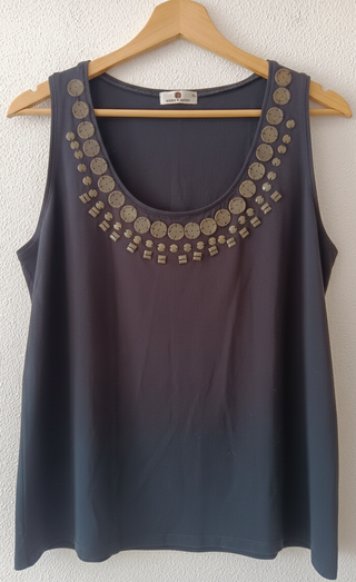 Top Punt Roma negro con abalorios Talla M