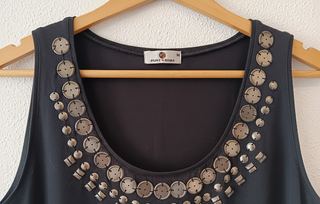 Top Punt Roma negro con abalorios Talla M