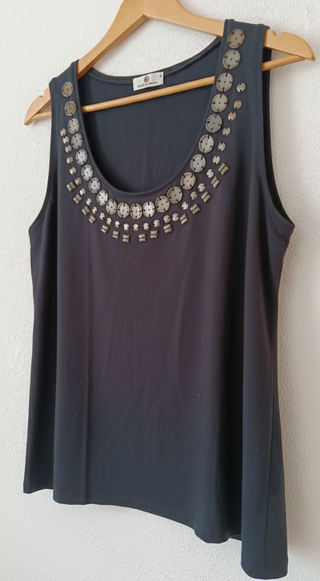 Top Punt Roma negro con abalorios Talla M