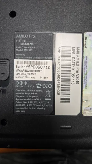 Portátil Fujitsu Siemens AMILO Pro