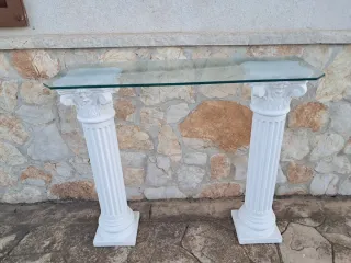 Consola de 2 Columnas de yeso más cristal