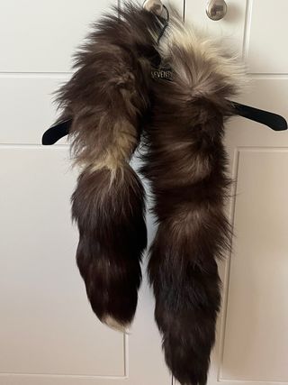 Cuello pelo sintético marrón y beige