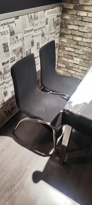 Conjunto 4 sillas comedor tela y metal