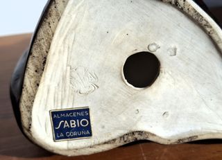 Escultura cerámica negra vintage años 80