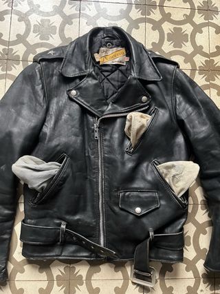 1970 Chaqueta Cuero Schott Perfecto 618 Talla 38