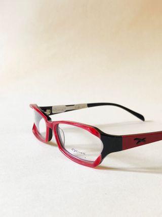 3-017-Occhiali Oxydo nuovi rosso nero rettangolare