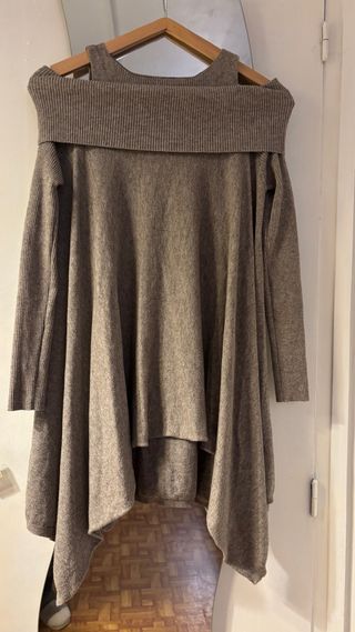 Jersey escote bardot marrón talla única