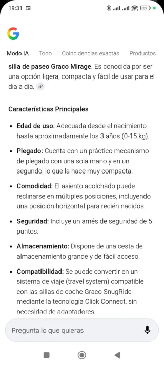 Silla de paseo Graco Mirage Shadow negro