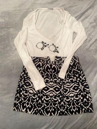Conjunto Falda y Camiseta Estampada