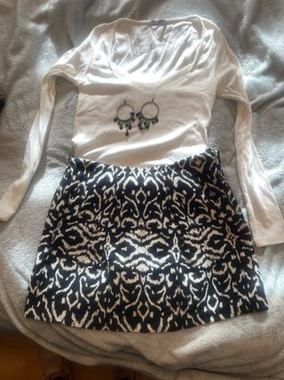 Conjunto Falda y Camiseta Estampada