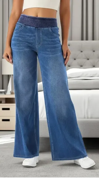 Pantalones vaqueros cinturilla elástica