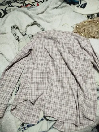 Camisa de cuadros rosa y blanca
