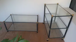 Estantería baja 3 baldas cristal y metal.