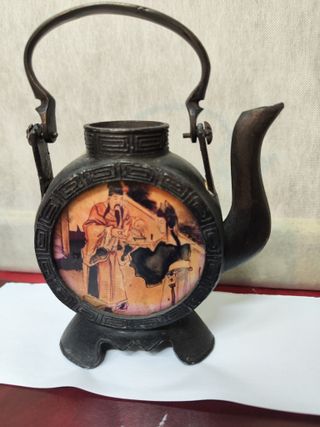 Teiera Cinese Metallo Vetro Decorazioni