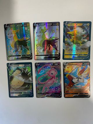 Lote 6 Cartas Pokémon V y VMAX (Boltund, Mew, Snor