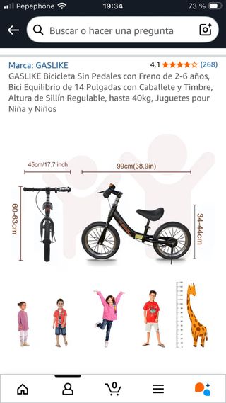 Bicicleta sin pedales para niños