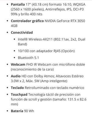 LG 17Z90R-E.AD78B Intel i7 RTX3050 32GB RAM y 1 TB