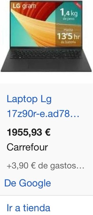 LG 17Z90R-E.AD78B Intel i7 RTX3050 32GB RAM y 1 TB