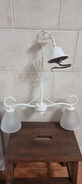 Lámpara forja 2 brazos blanco