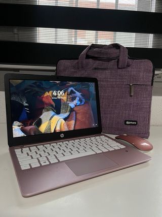 Portátil HP Rosa Oro con Ratón y Bolso