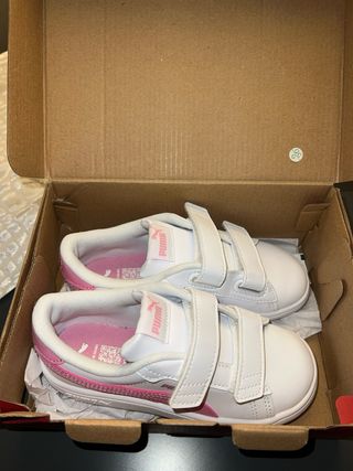 Zapatillas talla 27 Puma niña velcro blanco y rosa