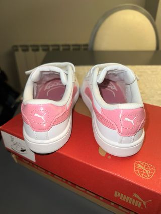 Zapatillas talla 27 Puma niña velcro blanco y rosa