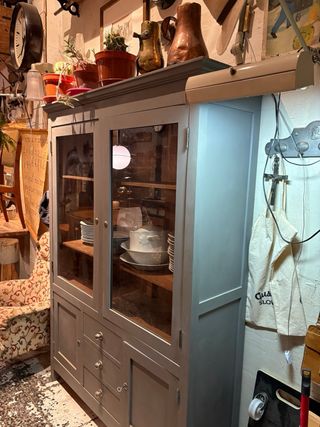 Vetrina vintage in legno e vetro