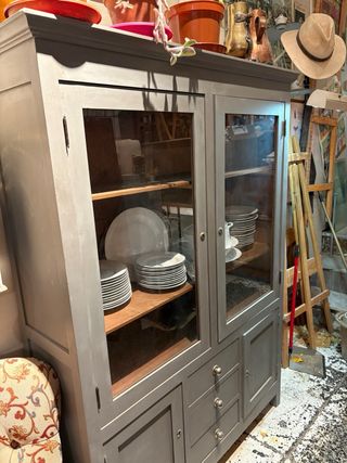 Vetrina vintage in legno e vetro