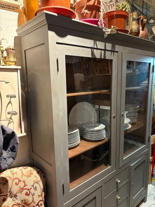 Vetrina vintage in legno e vetro