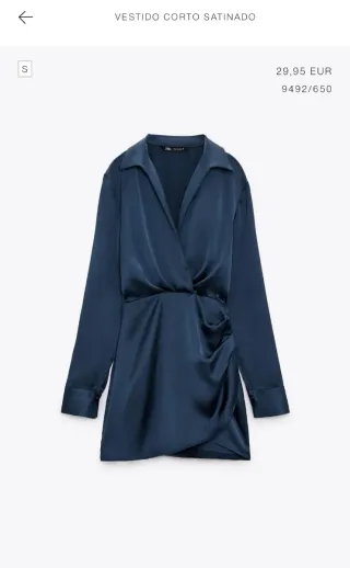 Vestido corto satinado Zara