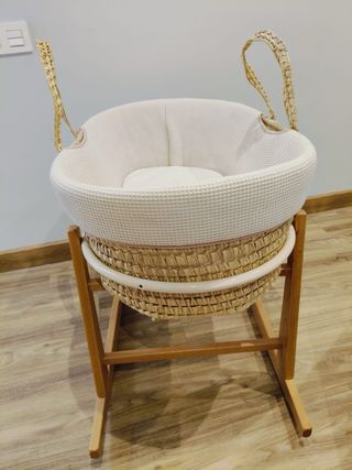 Serón/Moisés Mimbre Bebé con Balancín