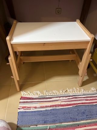 Escritorio y silla madera blanco altura regulable