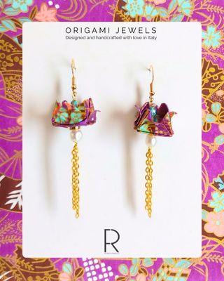 Orecchini Origami Fiore di Loto fatti a mano