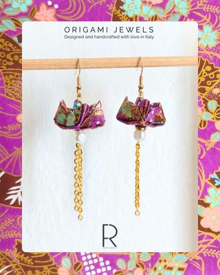 Orecchini Origami Fiore di Loto fatti a mano