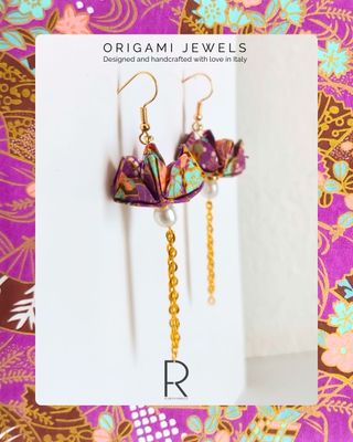 Orecchini Origami Fiore di Loto fatti a mano