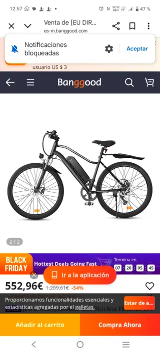 Bicicleta Eléctrica EB3 Negra
