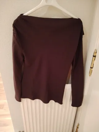 Blusa asimétrica Mango marrón Talla XS nueva